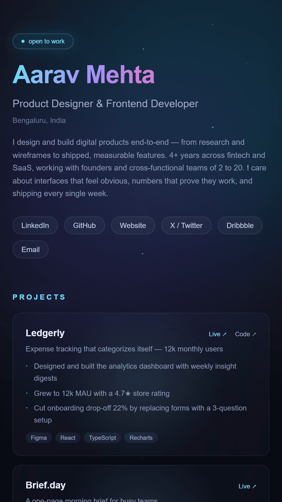 Aurora portfolio template